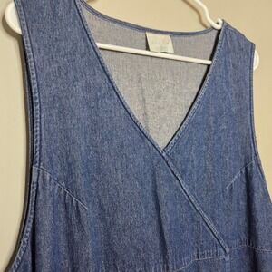 Cottagecore Style Studio Denim Jumper Dress Vintage Blue Cotton Sleeveless Maxi